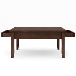English Elm Artisan Square Coffee Table In Rich Russet Brown – Handcrafted Solid Wood With Storage Drawer B136P158413