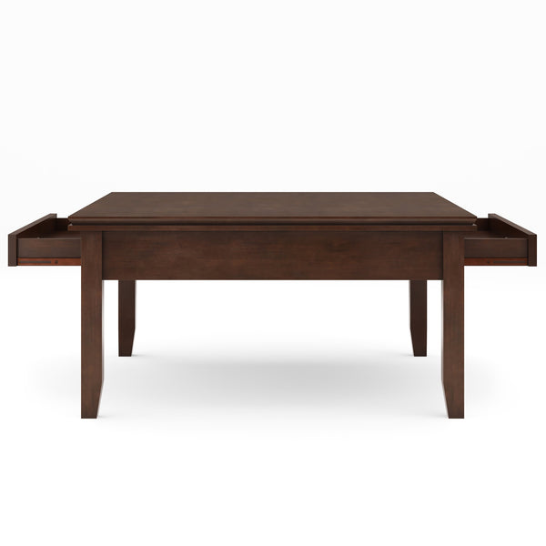 English Elm Artisan Square Coffee Table In Rich Russet Brown – Handcrafted Solid Wood With Storage Drawer B136P158413