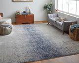 Feizy Rugs Astra Polyester/Polypropylene Machine Made Industrial Rug Ivory/Blue 9'-2" x 12'