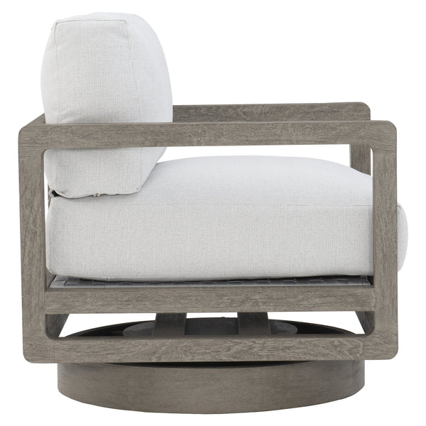 Bernhardt Bernhardt Teak Outdoor Swivel Chair With Performance Fabric Cushions, Weather-Ready 360° Comfort - Made to Order O1202SB