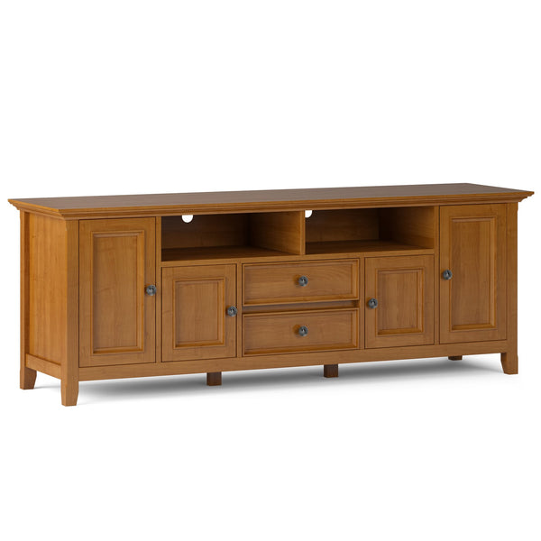 English Elm Amherst 72-Inch Solid Wood Tv Stand: Light Golden Brown, Stylish Storage, And Elegant Design B136P158358