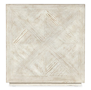 Hooker Furniture Commerce Block Buster End Table — Distressed Parquet Pine Cube With Plinth Base For Cozy Coastal Style Whites/Creams/Beiges 7228-80187-80