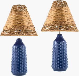 Livabliss Tatogga Ceramic Base Table Lamp with Seagrass Shade for Warm Ambient Bedroom Glow TGA002-SET
