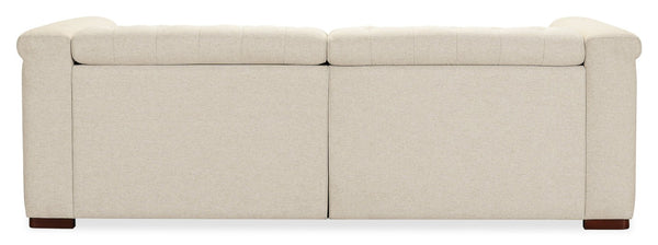 Hooker Furniture Savion Chesterfield 3-Seat Sofa In Aries Beach Performance Fabric With Power Headrests & Trim 43.00 L x 89.50W x 28.75H SS435-RLPPH-414