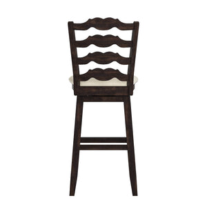 Homelegance By Top-Line Juliette French Ladder Back Swivel Bar Stool Black Rubberwood