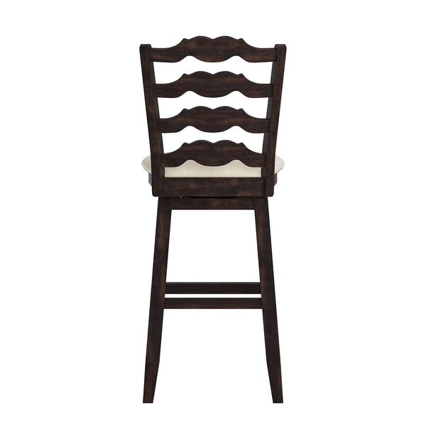 Homelegance By Top-Line Juliette French Ladder Back Swivel Bar Stool Black Rubberwood