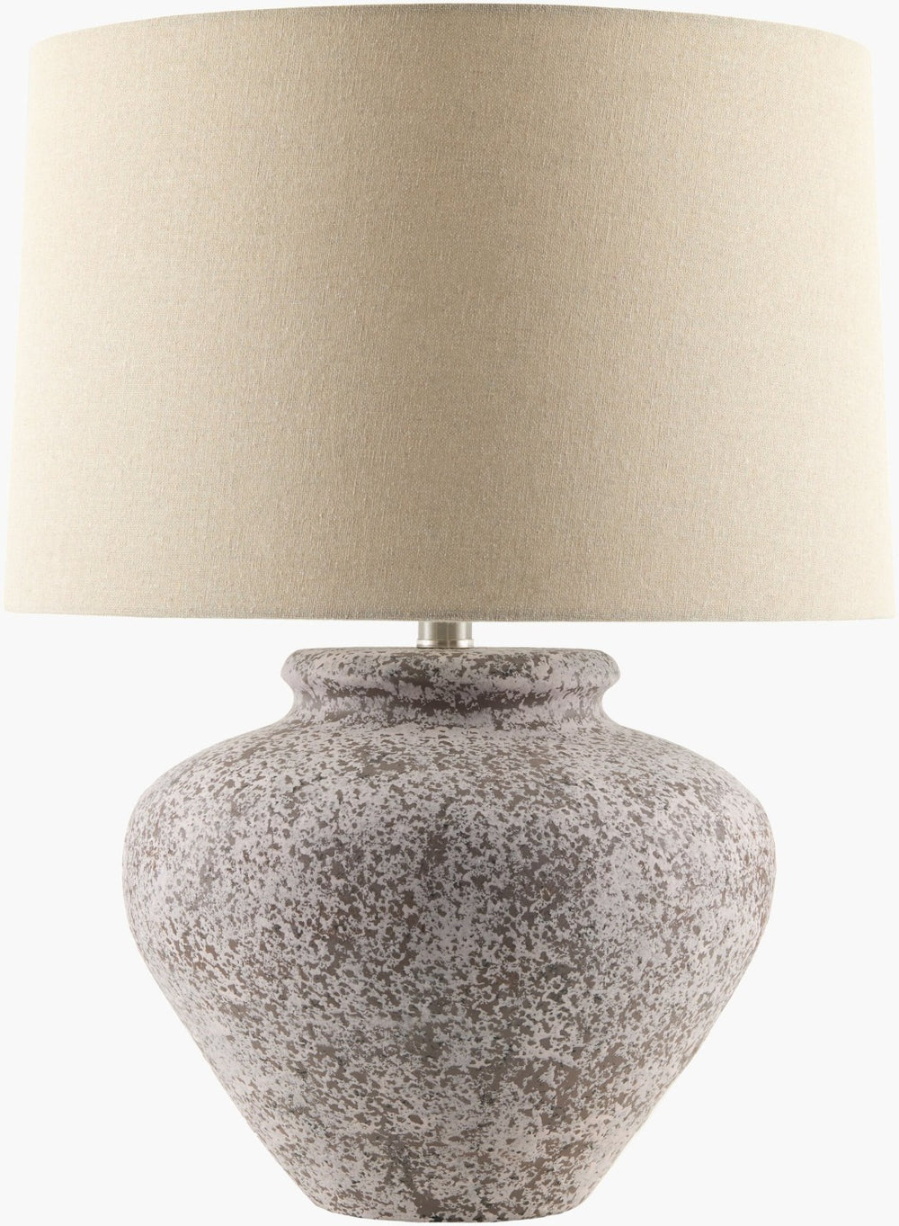 Livabliss Tiggie Ceramic Table Lamp with Linen Shade and Iron Finial for Bedroom or Living Room TGE-001