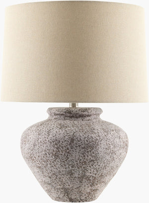 Livabliss Tiggie Ceramic Table Lamp with Linen Shade and Iron Finial for Bedroom or Living Room TGE-001