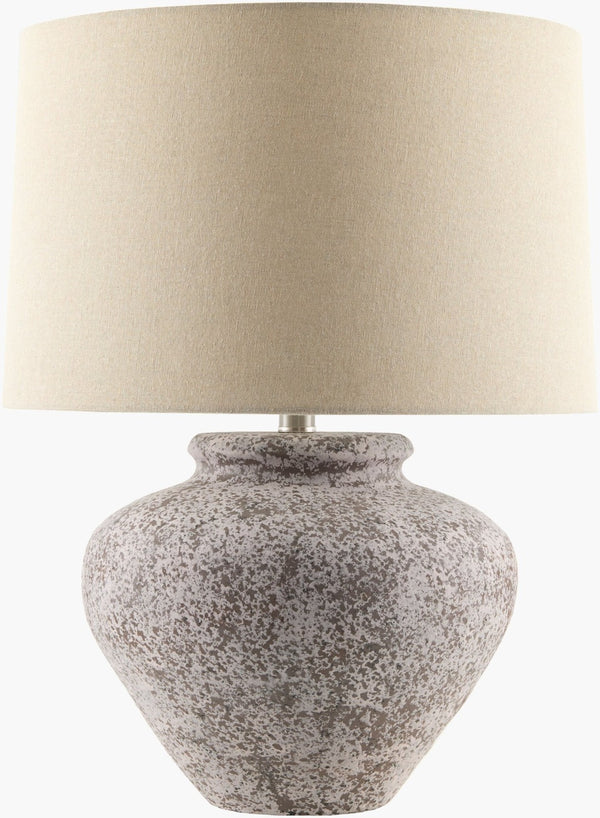 Livabliss Tiggie Ceramic Table Lamp with Linen Shade and Iron Finial for Bedroom or Living Room TGE-001