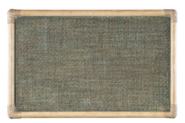 Hooker Furniture Retreat Rattan Bedside Table With Glass Top, Self-Closing Drawer & Open Shelf For Coastal Style Greens 6950-90117-35