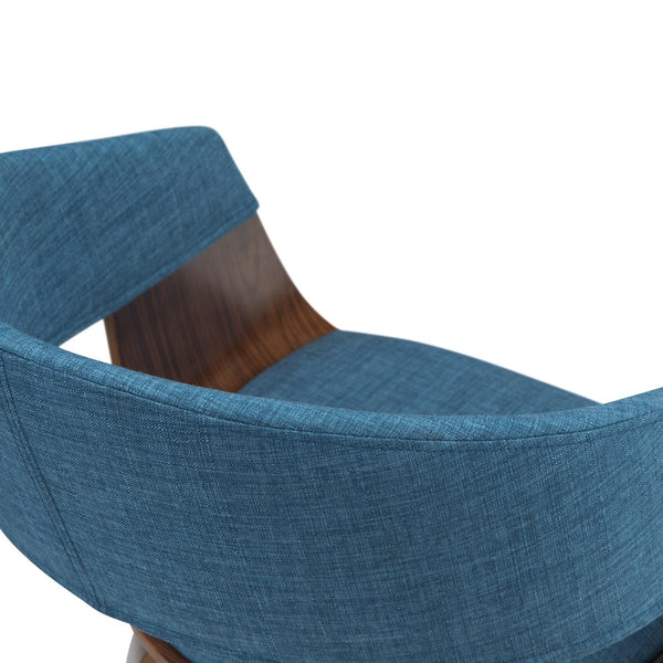 English Elm Lowell Bentwood Dining Chair - Stylish Blue Linen Upholstery, Mid-Century Modern Design & Comfort B136P158836