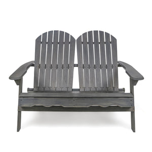 English Elm Christopher Knight Home® - MALIBU Acacia Wood Adirondack Loveseat with Slatted Back for Patio, Durable Weather-Resistant Comfort and Style DARK GREY 46 L x 24 W x 11.75 H 61679.00DGRY
