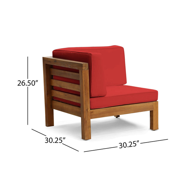 English Elm Oana Outdoor Modular Sectional Set Acacia Wood Frame V Shape Patio Seating Red 64497-98-99.00-64495.00RED