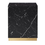 Homelegance By Top-Line Blaise Faux Marble End Table with Casters Black Marble