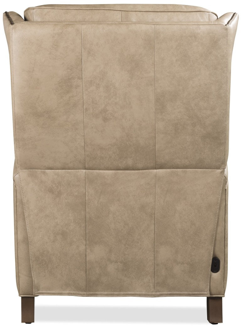 Hooker Furniture Lansing Semi-Aniline Leather Power Recliner With Power Headrest, Usb Charging, Nailhead Trim Beige RC823-PH-083