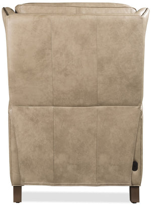 Hooker Furniture Lansing Semi-Aniline Leather Power Recliner With Power Headrest, Usb Charging, Nailhead Trim Beige RC823-PH-083