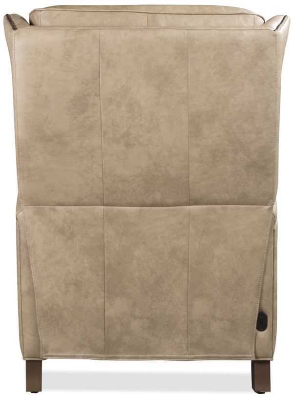 Hooker Furniture Lansing Semi-Aniline Leather Power Recliner With Power Headrest, Usb Charging, Nailhead Trim Beige RC823-PH-083