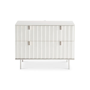 Bernhardt Bernhardt White Adobe Faux Stone Nightstand With Fluted Resin Drawers, Usb Charger, Soft-Close 315232