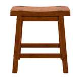 Homelegance By Top-Line Barrett Saddle Seat 18-inch Backless Stools (Set of 2) Oak Rubberwood