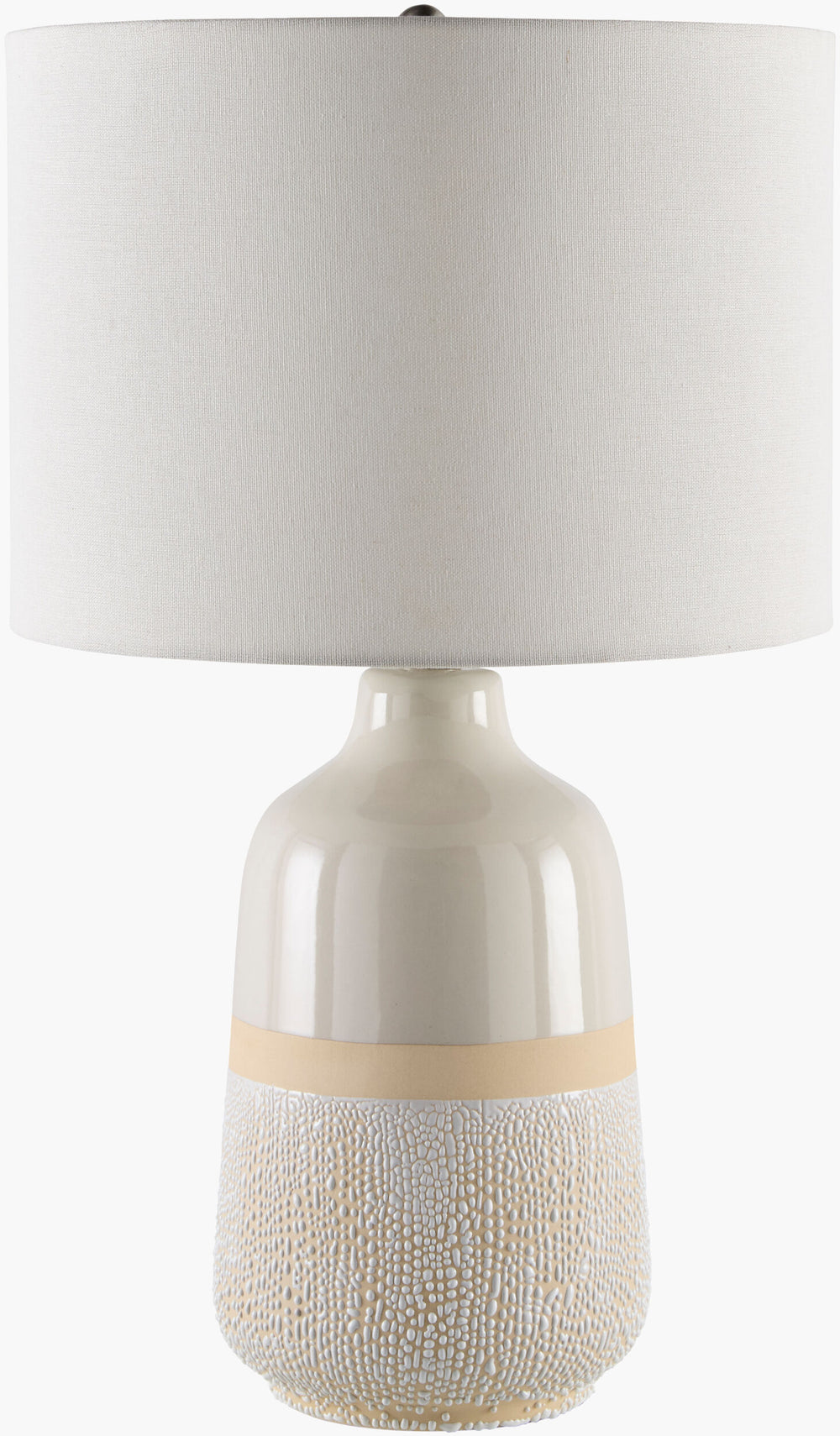 Surya Togo Accent Table Lamp - 24" Bohemian Ceramic Design With Linen Shade For Warm Ambiance & Style Body, White,Finial, Metallic ,Nickel,Harp, Metallic ,Nickel,Cord, Translucent Ceramic,Linen,Plastic,Iron Tgo-001