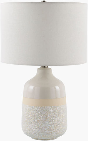 Livabliss Togo Bohemian Ceramic Table Lamp with Linen Shade and Iron Finial for Bedrooms TGO-003