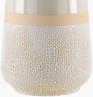 Surya Togo Accent Table Lamp - 24" Bohemian Ceramic Design With Linen Shade For Warm Ambiance & Style Body, White,Finial, Metallic ,Nickel,Harp, Metallic ,Nickel,Cord, Translucent Ceramic,Linen,Plastic,Iron Tgo-001