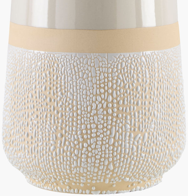 Surya Togo Accent Table Lamp - 24" Bohemian Ceramic Design With Linen Shade For Warm Ambiance & Style Body, White,Finial, Metallic ,Nickel,Harp, Metallic ,Nickel,Cord, Translucent Ceramic,Linen,Plastic,Iron Tgo-001