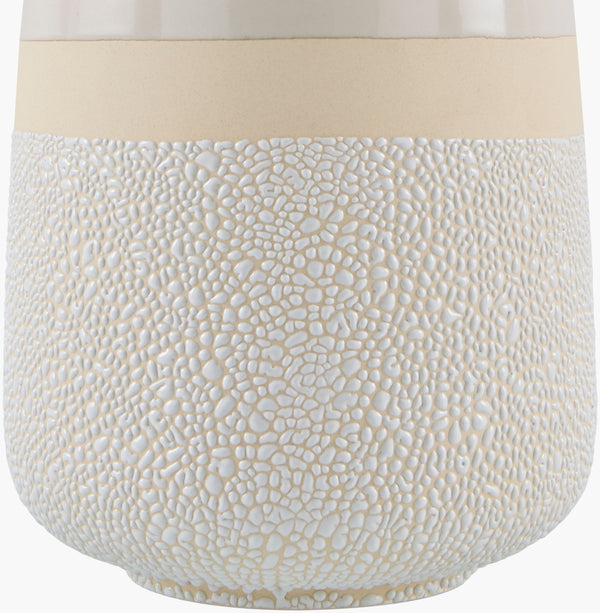 Surya Togo Accent Table Lamp - 24" Bohemian Ceramic Design With Linen Shade For Warm Ambiance & Style Body, White,Finial, Metallic ,Nickel,Harp, Metallic ,Nickel,Cord, Translucent Ceramic,Linen,Plastic,Iron Tgo-003