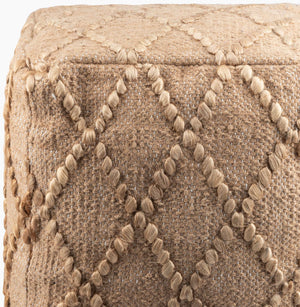 Surya Teangi Hand-woven Pouf - 16" Cotton & Jute Accent Piece For Stylish Seating & Cultural Flair Beige Jute,Cotton,Cotton,Polybeads Tgpf001-161616