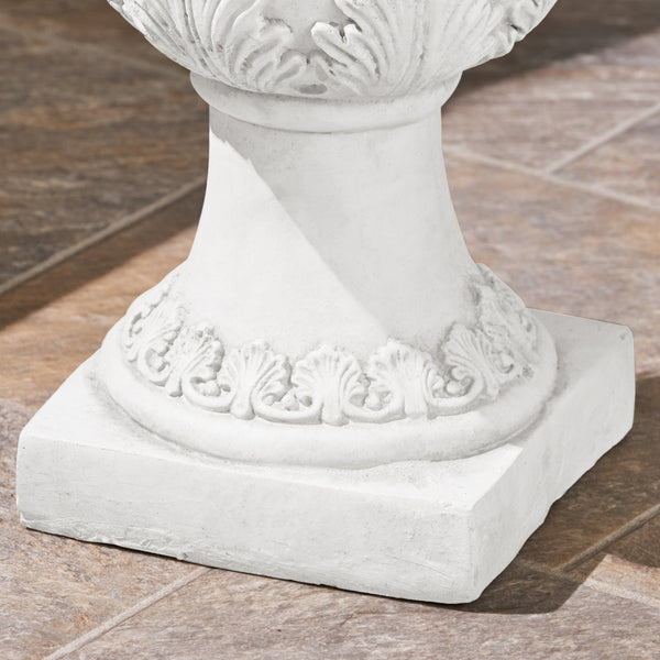 English Elm Mgo Roman Botanical Relief Urn Planter Faux Stone Finish for Patio or Entryway 63404.00WHI