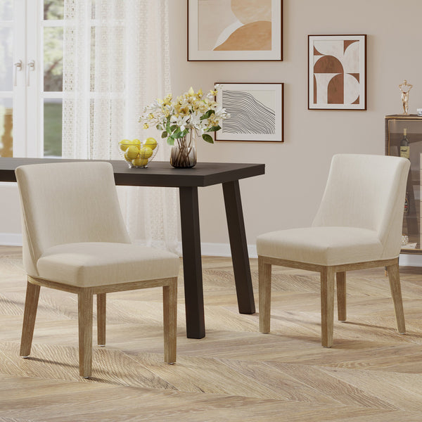English Elm Dining Chair Set of 2 Solid Wood Textured Fabric Upholstered Farmhouse Modern Style 69408.00FBGE