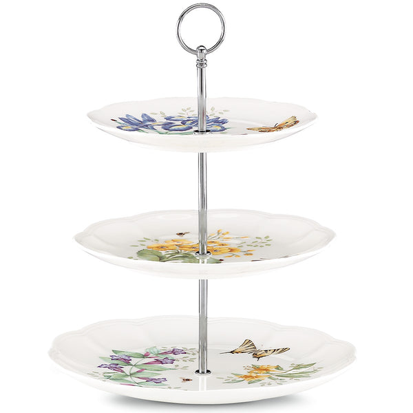 Lenox Butterfly Meadow 3-Tiered Server Multi, WHITE PORCELAIN 825847