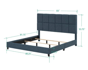 Legends Furniture Bridgevine Home King Size Navy Blue Denim Squares Upholstered Platform Bed Endurance Denim, Blue  Zbrd-7000kg