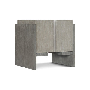 Bernhardt Bernhardt Cerused Acacia Side Table With Storage, Two-Tone Shale Finish, Soft-Close Doors & Steel Accent 306122