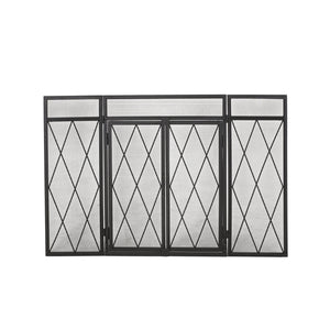 English Elm Christopher Knight Home® - FOLDING Folding Screen with Door Matte Black Iron Room Divider Privacy Panel Durable 34.25x28.25x4.5" 67300.00MTBLK