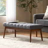 Christopher Knight Home® - Noble House - Flavel Mid Century Tufted Grey Fabric Ottoman