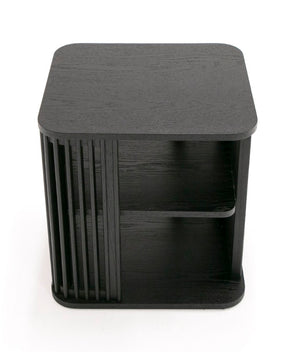 VIG Furniture Thayne Sculptural Mid-Century Black Ash End Table With Divided Shelving, No Assembly, Compact VGDW-J5932-BLK