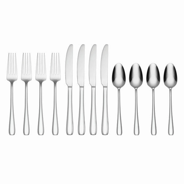 Lenox Oneida Waverly 12 Piece Everyday Flatware Set Metallic, STAINLESS METAL 895273