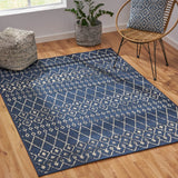 Christopher Knight Home® - Noble House - Dorvall 5'3" X 7' Indoor/Outdoor Area Rug, Navy Blue and Ivory