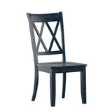 Homelegance By Top-Line Juliette Double X Back Wood Dining Chairs (Set of 2) Blue Rubberwood