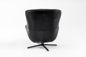 VIG Furniture Theo Modern Black Leather Accent Chair With Sculpted Shell, Lumbar Support, Metal Base, Durable Upholstery VGKK-KFA1099-BLK-CH