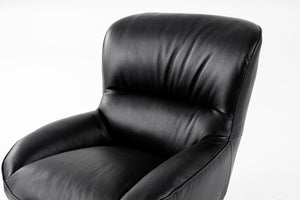 VIG Furniture Theo Modern Black Leather Accent Chair With Sculpted Shell, Lumbar Support, Metal Base, Durable Upholstery VGKK-KFA1099-BLK-CH