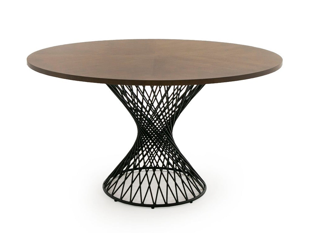 VIG Furniture Theresa Round 54" Walnut Table With Black Pedestal Base — Compact, Durable, Modern Urban Rustic Style VGMAMIT-5210