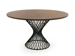 VIG Furniture Theresa Round 54" Walnut Table With Black Pedestal Base — Compact, Durable, Modern Urban Rustic Style VGMAMIT-5210