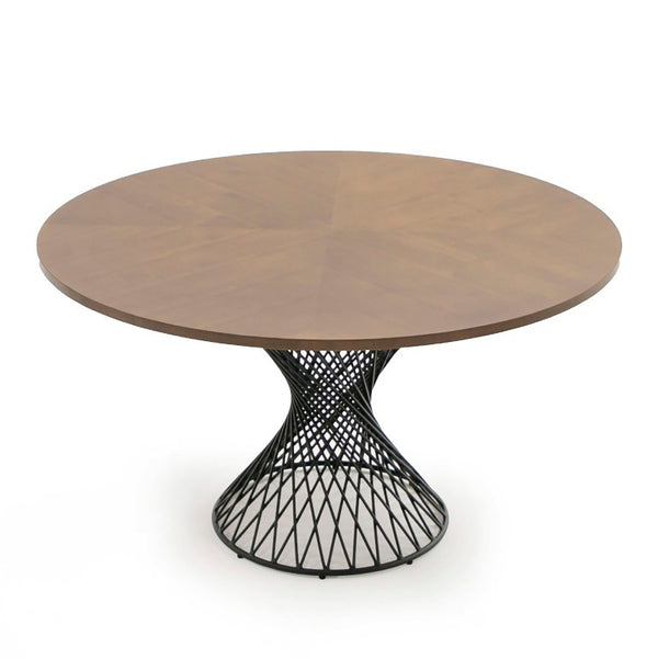 VIG Furniture Theresa Round 54" Walnut Table With Black Pedestal Base — Compact, Durable, Modern Urban Rustic Style VGMAMIT-5210