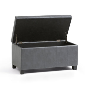 English Elm Dover Storage Ottoman Bench - Versatile Stone Grey Faux Leather With Hidden Storage & Comfort B136P159042
