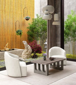 A.R.T. Furniture Vault Cocktail Table With Concrete-look Base, Parawood Solids & Oak Veneers For Stylish Living Spaces Gray Parawood Solids,White Oak Veneers,Resin 285300-2340