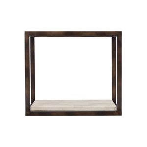Bernhardt Bernhardt Modern Kinsley End Table With Bronze Glass Top, White Travertine Shelf & Casters For Luxe Style 533121