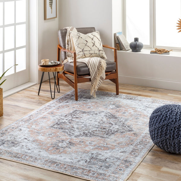 Livabliss Tahmis Traditional Chenille Polyester Accent Rug Soft Entryway Bedside Machine Woven Beige, Charcoal 8'10" x 12' THI2702-81012
