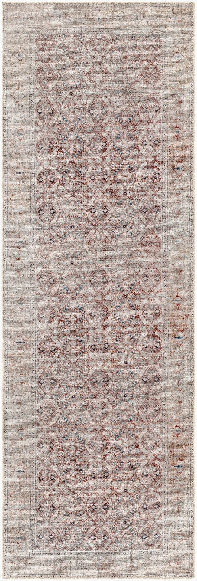 Livabliss Tahmis Turkish Flatweave Runner Rug Chenille Blend Hallway and Entryway Classic Pattern Dark Blue, Rust 2'7" x 7'10" THI2703-27710